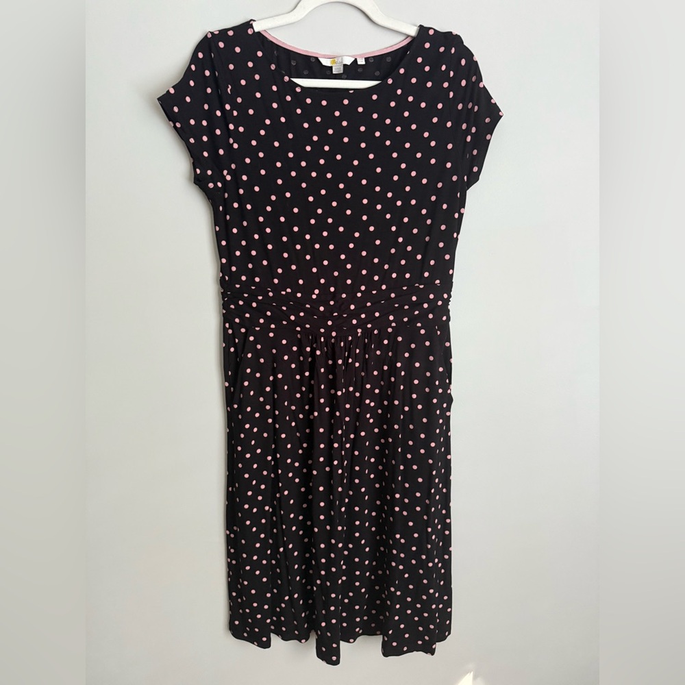 Boden Amelie short sleeve jersey dress polka dot size 8